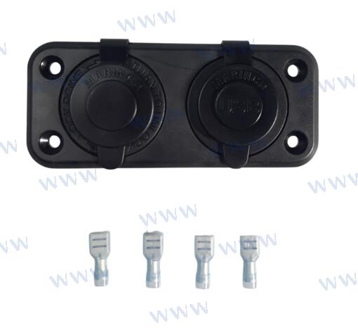 BASE 12V DUAL USB AND SOCKET