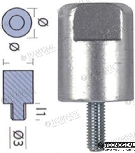 ANODO YANMAR BARRA MOTOR ZINC Ø 30MM